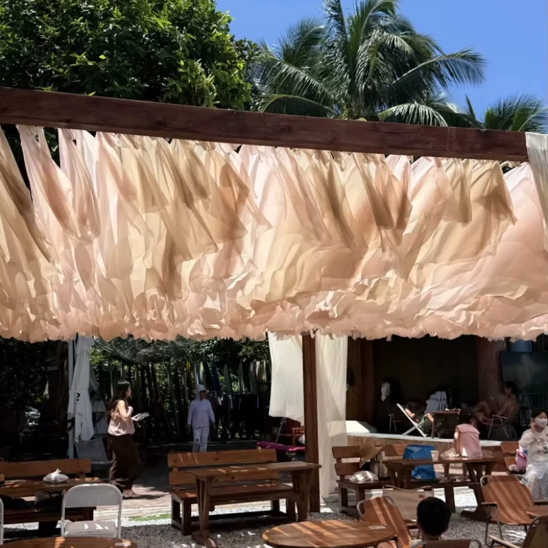 40M Long Ceiling Drapes Wedding Fluttering Drapes Homestay Hotel Balcony Corridor Decoration Hotel Outdoor Scenic Area Drapes - view 2