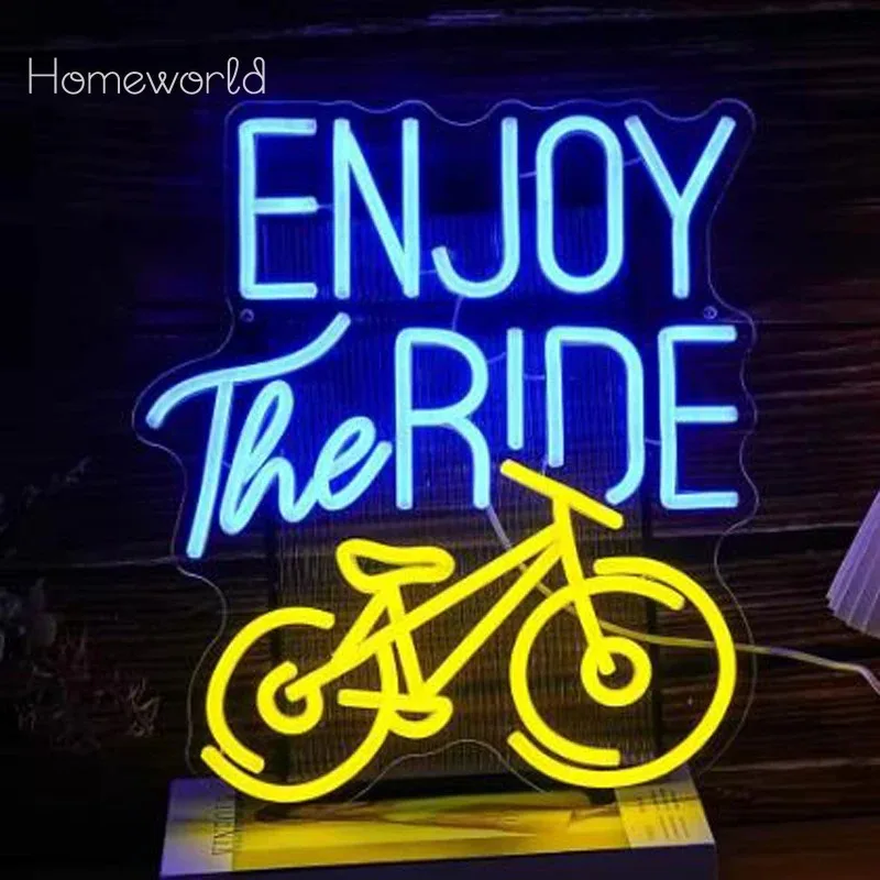 Enjoy The Ride LED neon signs USB powerd suitable for bike shops cycling clubs,outdoor camping and Bicycle garage decoration
