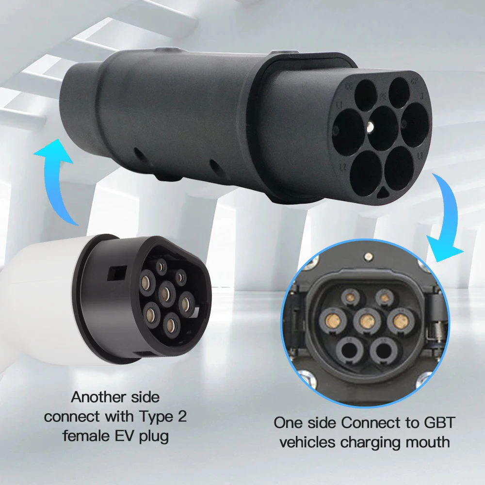 Teschev EVSE 충전용 GBT to Type 2 EV 충전기 어댑터, IEC 62196 to GB 중국 표준 EV 충전기 컨버터 어댑터, 16A, 32A