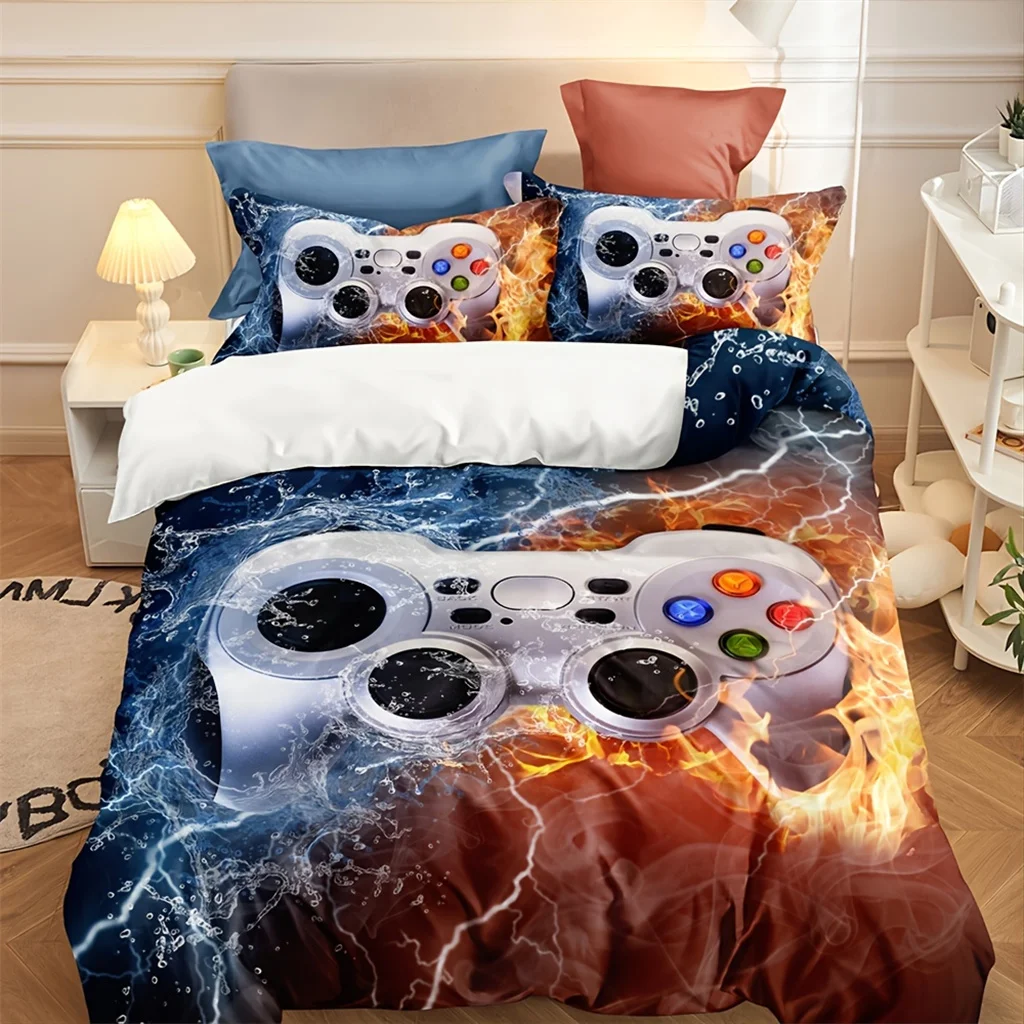 

Colorful Gamepad Gamer Boy Kids Durex Quilt 3Pcs Twin King Full Size Duvet Cover Bedding Linen Set Bedspread 200x200 240x220