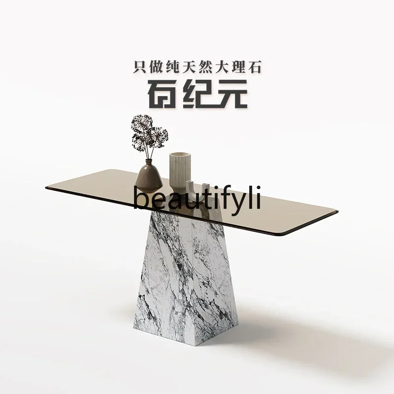 2003Natural marble entrance platform Tempered glass entrance cabinet Entrance table Screen