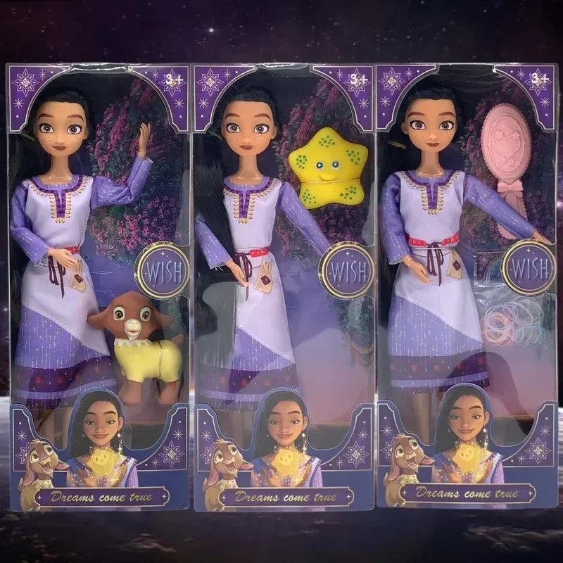 Disney Wish Cartoon Princess Asha 30cm Plush Toy Asuna Doll Nine Joints Can Move Dolls Cartoon Around Children's Birthday Gifts