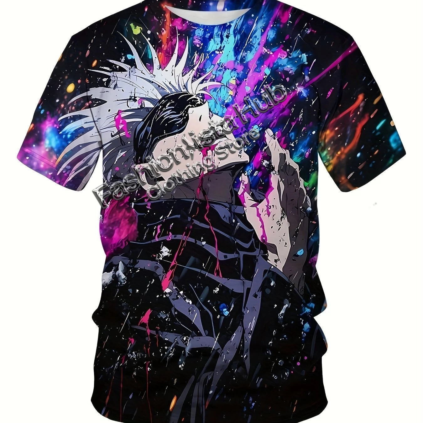 

2025 New Men' Print T Shirt Hip Hop Style Casual Crew Neck Short