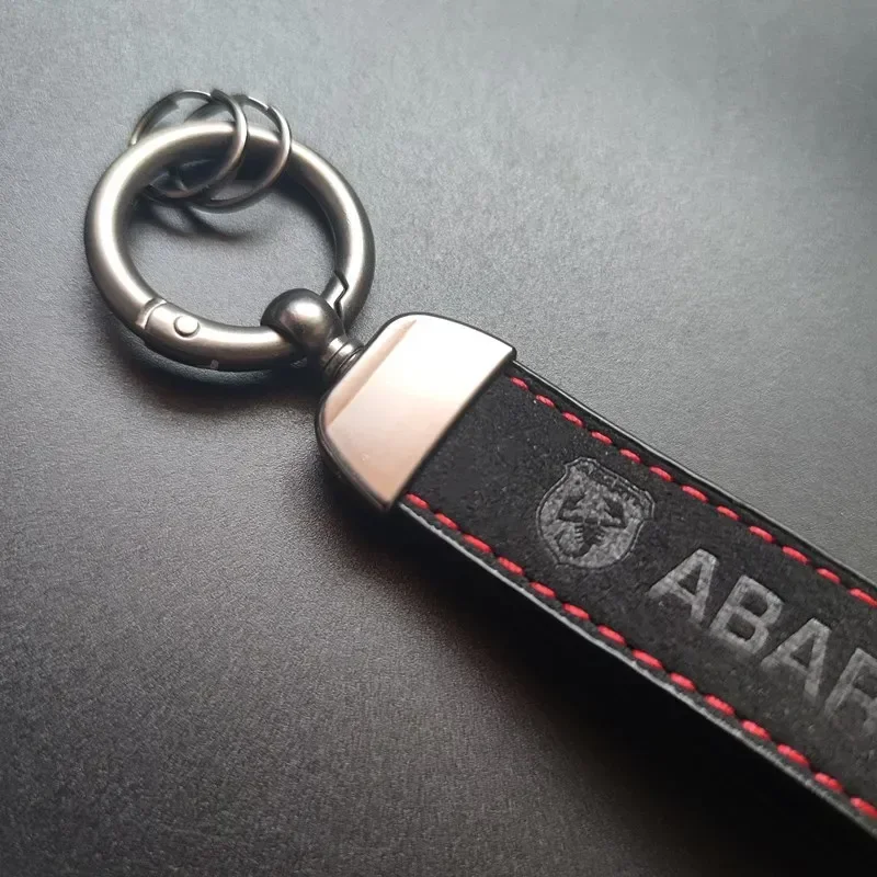 Luxury Suede Leather ABARTH Keychain for Fiat Abarth 595 500 124 Spider Key Ring Car Accessorie