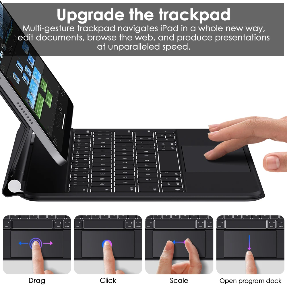 Imagem -02 - Goojodoq-teclado Mágico com Tela Lcd para Ipad Pro 11 Pro 12 12.9 Air Air Coreano Espanhol Gk04