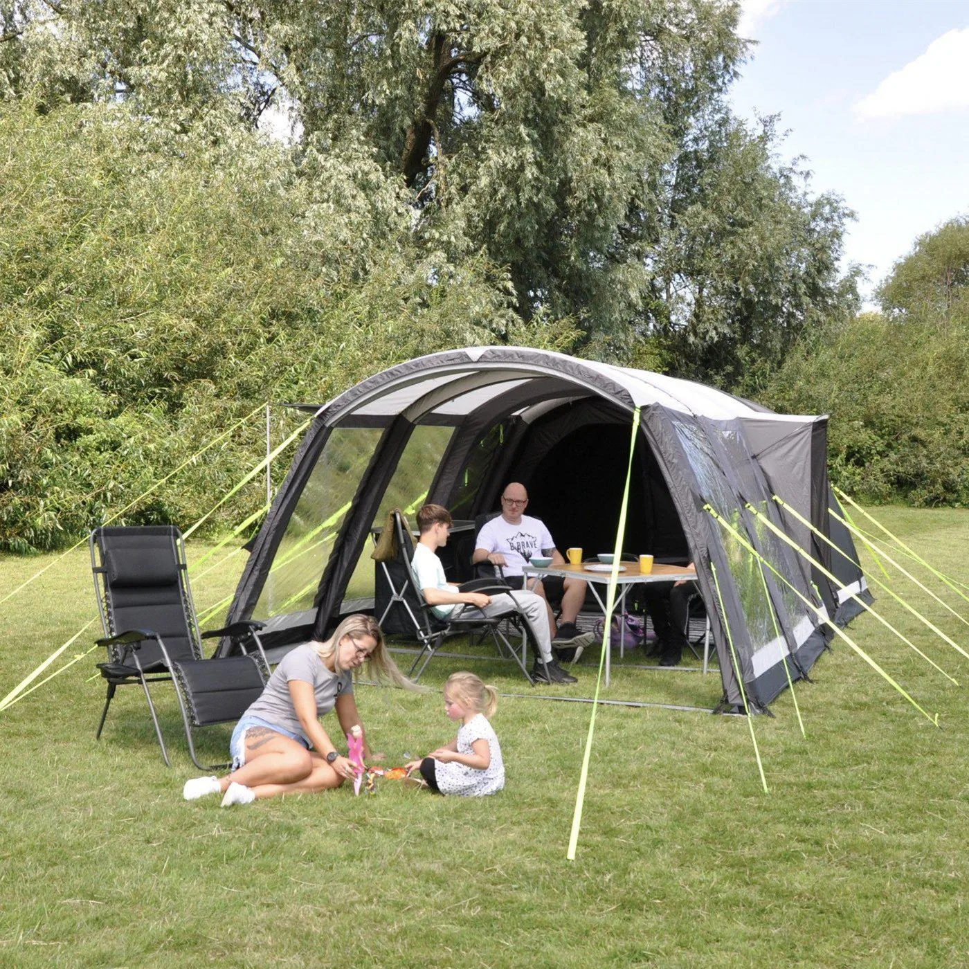 

High Quality Air Frame Inflatable Camping Living Room Airtight 4 Berth Camping Tent With Awning