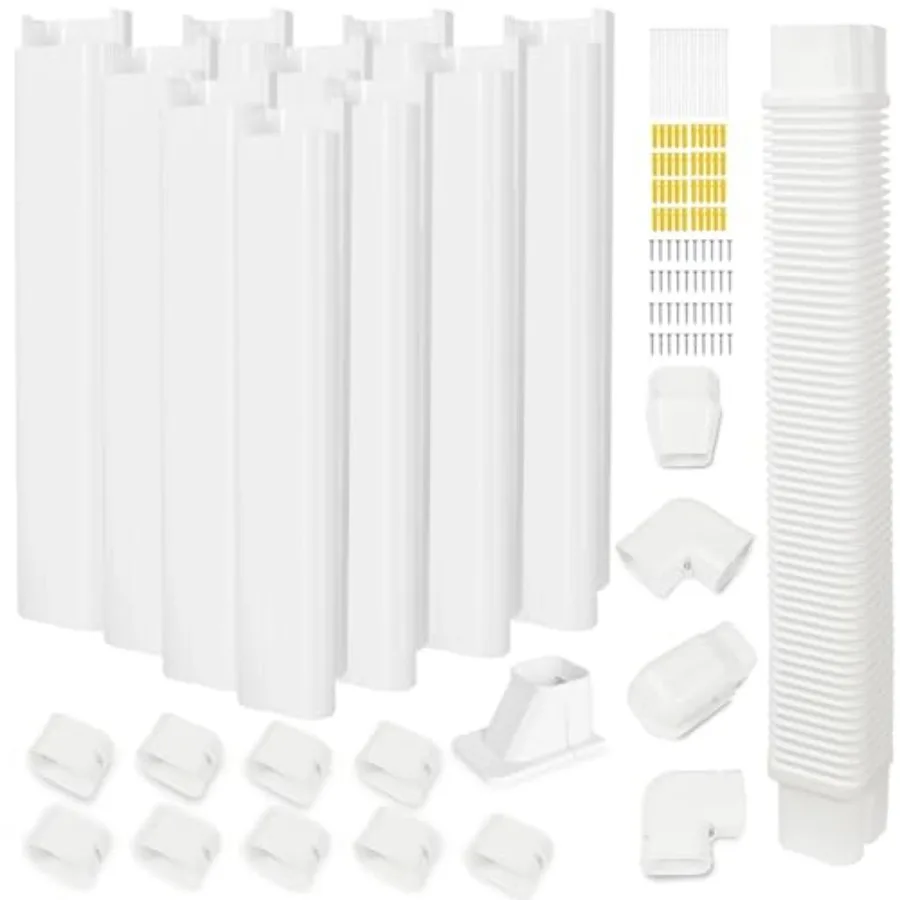 Kit de cubierta de PVC para tuberías de mini split de 3 pulgadas x 16 pies, fácil instalación, decorativo, para bombas de calor y unidades.