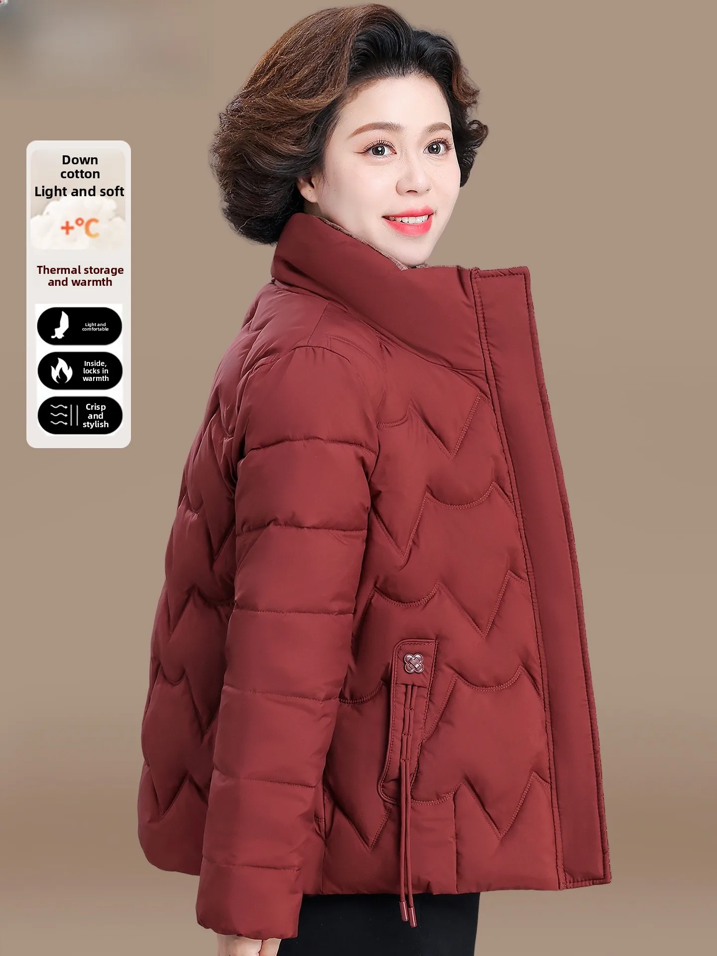 

Зимняя модная женская хлопковая куртка-пуховик и свободные длинные брюки для пожилых женщин: дышащая и теплая одежда