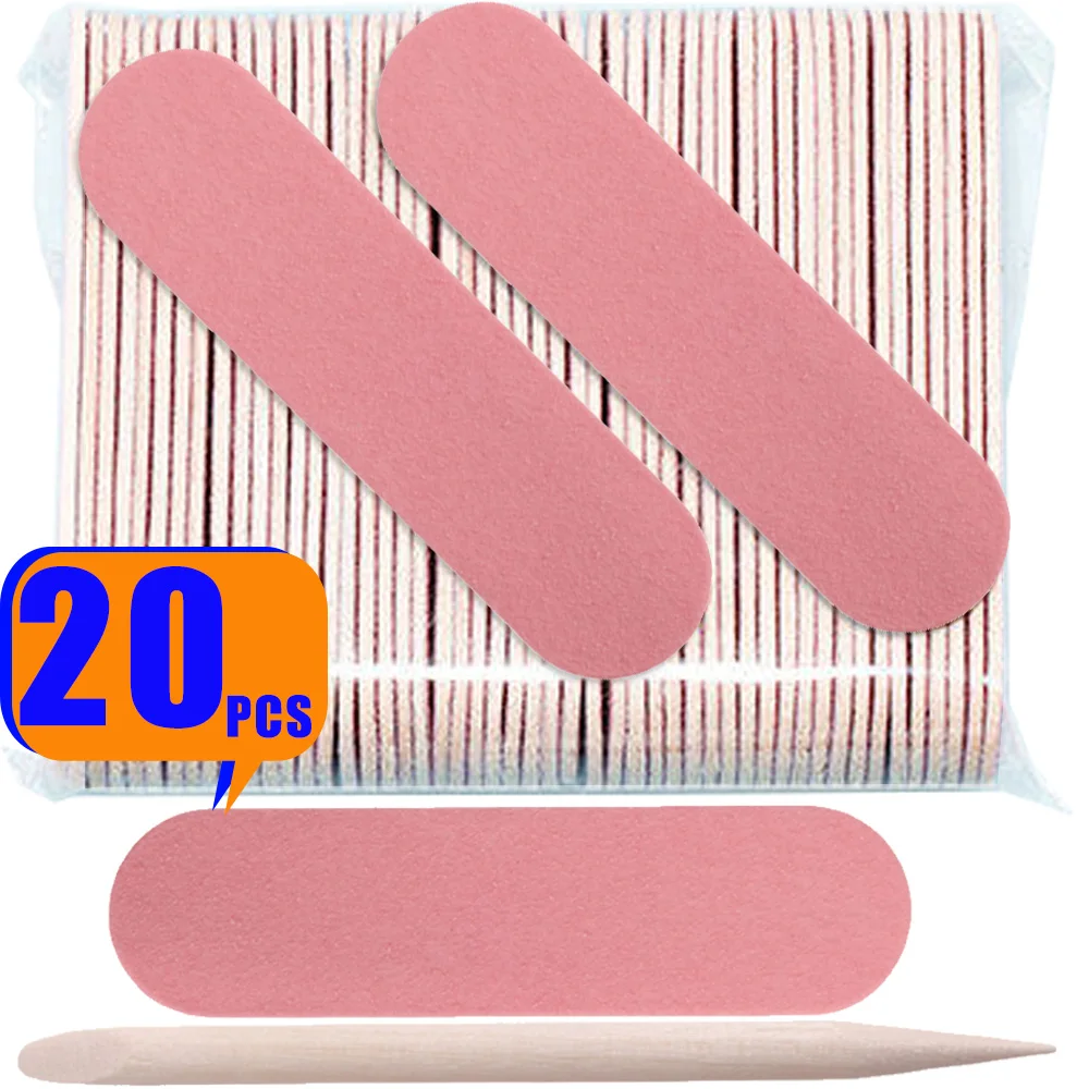 20PCS Mini Nail File Set Disposable Easy To Carry Sponge Nail Files Wood Material Nails Cleaning Care Kit Manicure Supplies Tool