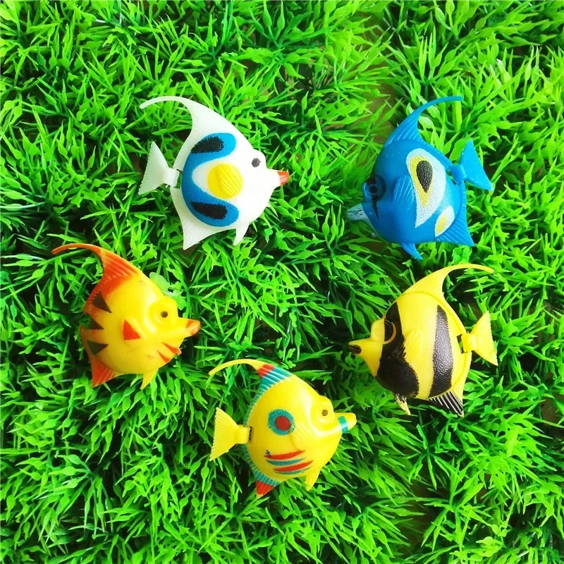 10pcs Aquarium Plastic Artificial Fish Colorful Tropical Fishes Ornaments for Aquarium Floating Fish Decor