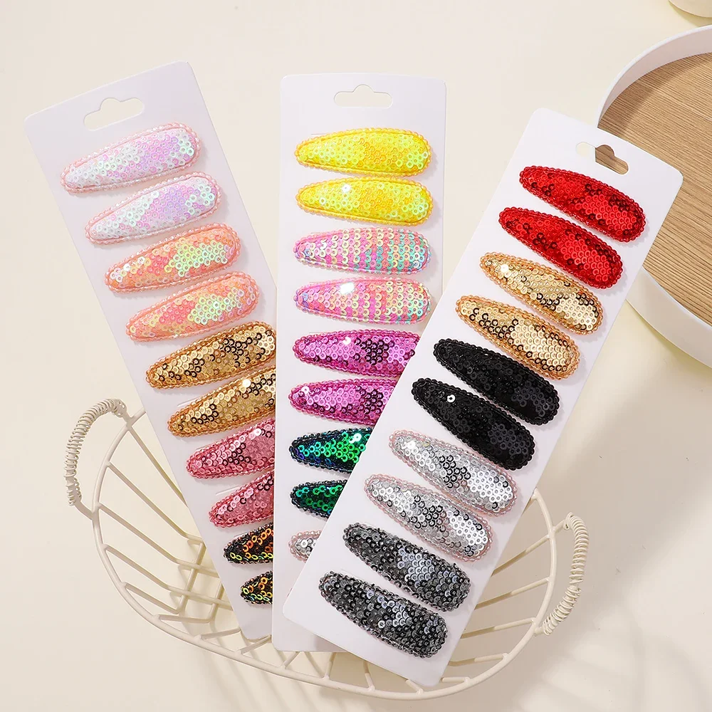 10Pcs/Set Gradient Sequins Metal BB Clips Hair Clips for Kids Handmade Solid Color Hairpins Barrettes Girl Hair Accessories Sets