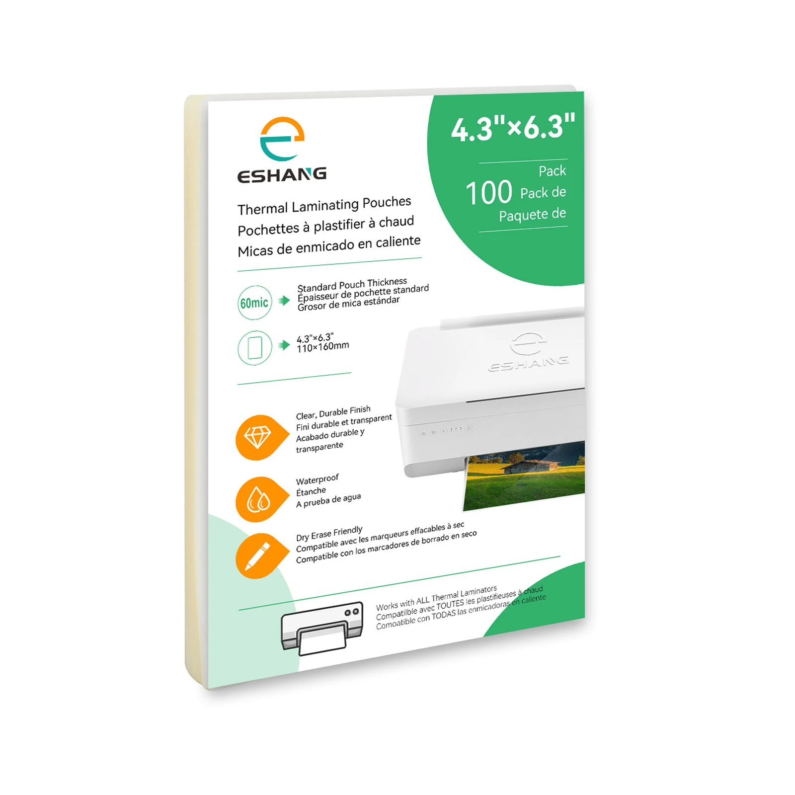 

100 упаковок листов для ламинирования, толщина 0,06 мм, размер 4,3 x 6,3 дюйма для размеров 4R (6 дюймов), пакеты для термоламинирования, прозрачные, прочные, 60 микрофонов