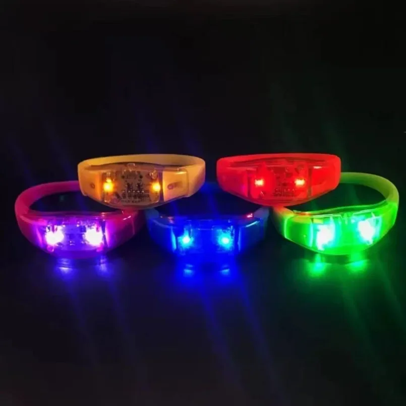 

Silicone Sound Controlled LED Light Bracelet Activated Glow Flash Bangle Wristband Gift Wedding Party Favors Halloween Festival