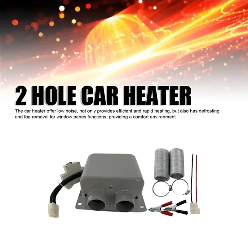 Windshield Defogger 2 Hole Car Heater DC 12V Defroster Kit Warmer For Truck Vehicle Taxi Winter Low Noise