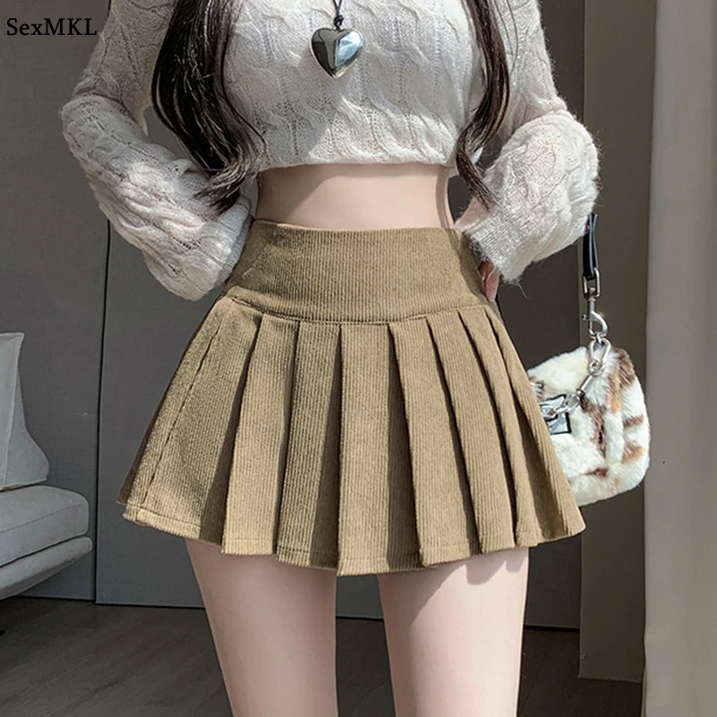 

Винтажные шорты, черные мини-юбки, женская осенне-зимняя юбка трапециевидной формы с высокой талией Kawaii, тонкая корейская плиссированная микро-юбка Y2k Harajuku