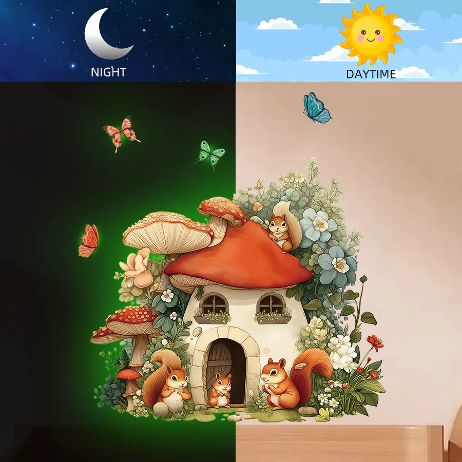 Luminous Giraffe Wallpaper Baby Room Wall Stickers Cartoon Wall Decals Glow in Dark Home Decor Stickers for Kids Room Bedroom