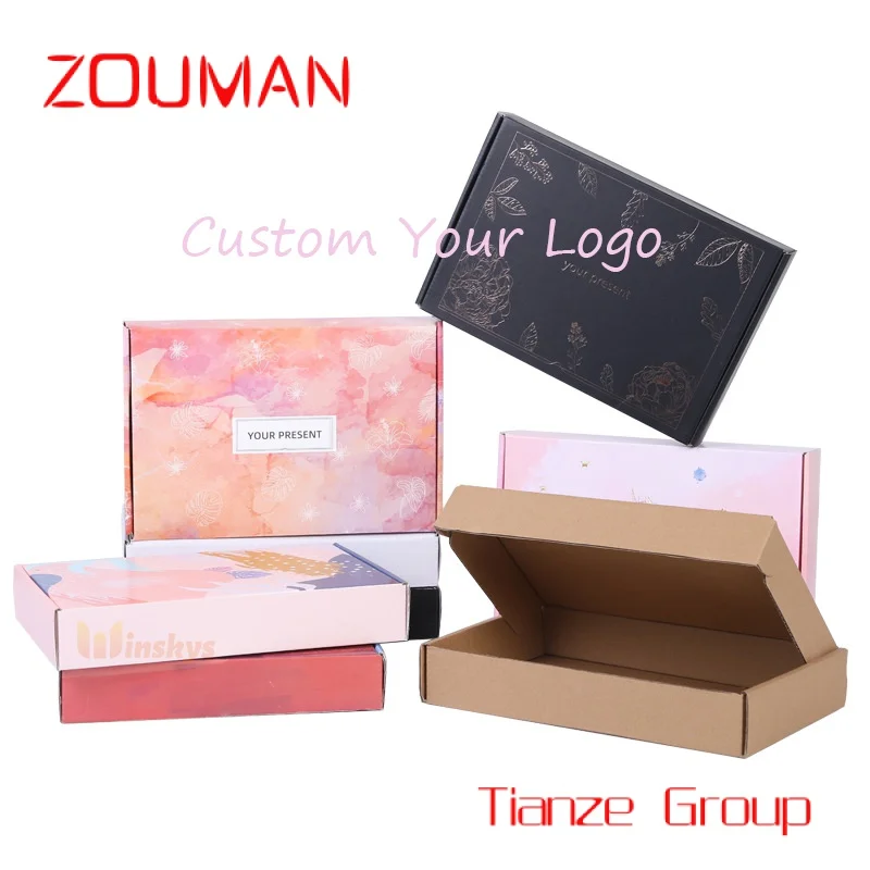 Custom Logo Roze Platte Geschenkverpakking Caja Kleding Verzending Kartonnen Verpakking Opvouwbare Mailer Doos Voor Kleding Schoenen Ondergoed