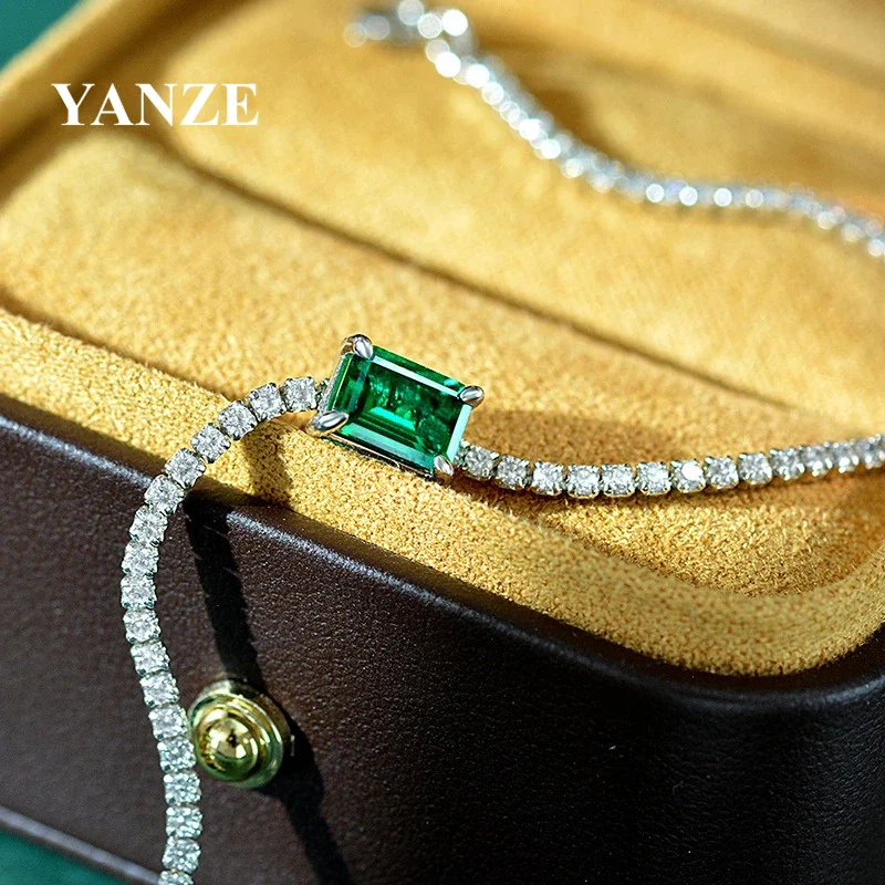 

Vintage Lab Grown Emerald Tennis Bracelet White Gold Plated 925 Silver Bracelets for Women 6.7In 7.5In