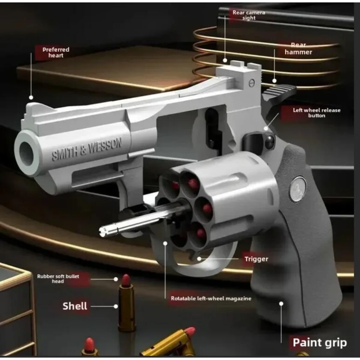 連射式ZP5 357リボルバーランチャーおもちゃ銃、ソフトダーツ弾付き、CS屋外ゲーム用、子供と大人のための楽しいギフト