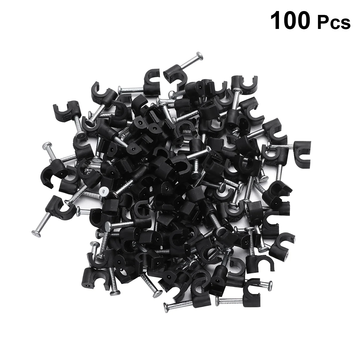 100 Pcs Cable Holder Clips Wall Nail Black Phone Mini Extension Cord Organizer Telephone Line Tacks