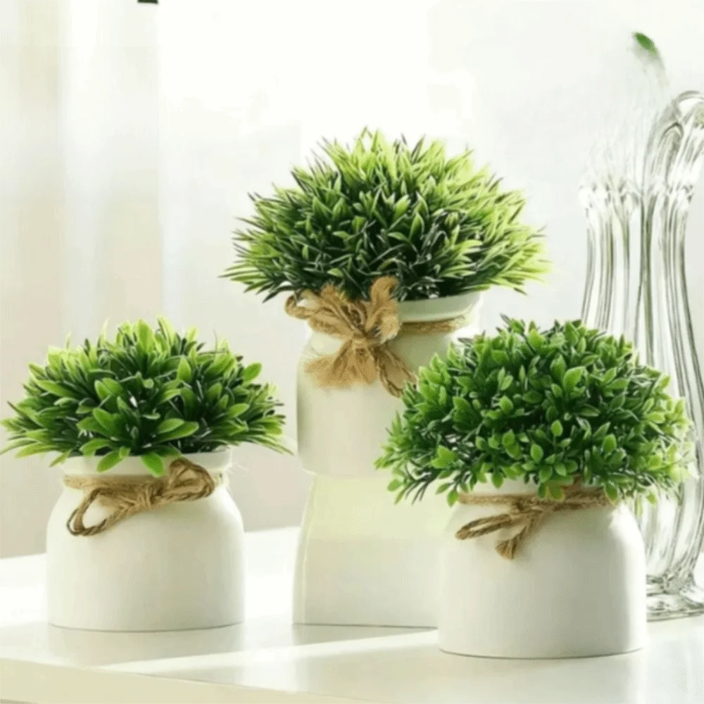 

with Pot Artificial Plants Outdoor Decor Pot Ornament Artificial Flower Miniascape Wedding Party Decortion Potted Green Bonsai