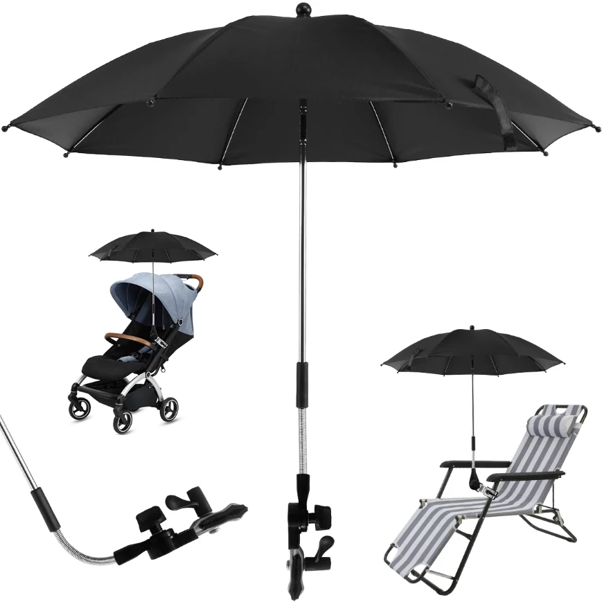 Sombrilla portátil para playa al aire libre, sombrilla para cochecito de bebé, paraguas plegable AntiUV, silla de Camping, sombrilla con Clip, equipo impermeable