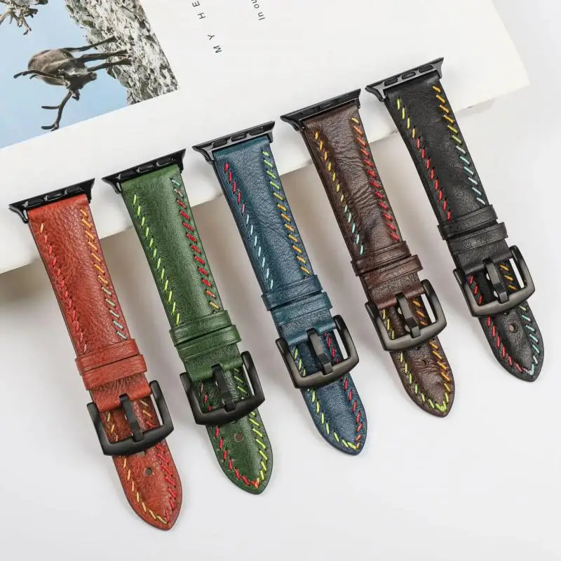 

For Apple Watch Band Leather Strap Men Women Bracelet for iWatch Series 10 9 7 8 SE Ultra 2 49mm 46mm 44mm 40 45mm 41mm 38 42mm