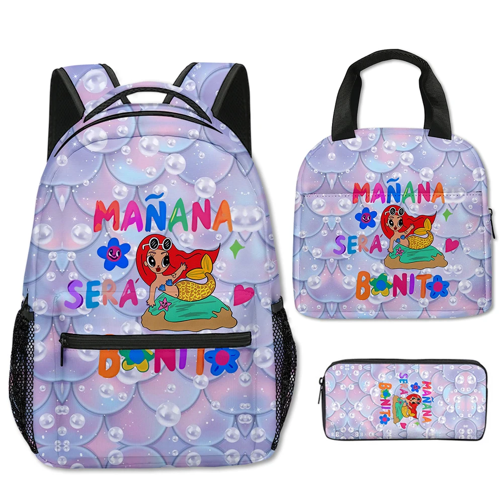 

Harajuku Youthful Manana Sera BonitoI 3D Print 3pcs/Set School Bags Laptop Daypack Backpack portable Lunch bag Pencil Case