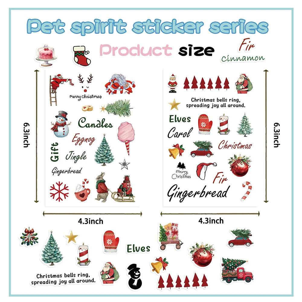 8/16Sheets Christmas Cartoon Sticker Funny Snowman Santa Claus Anime Stickers Christmas Party Decoration Decals Toys Gifts