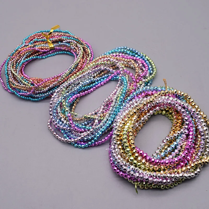 2 3 4mm New Color Golden Rose Blue Green Pink Faceted Crystal Glass Beads Spacer Loose Beads for Jewelry Making DIY Bracelet