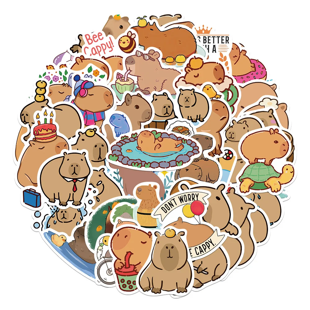 10/30/50PCS Cartoon Cute Capybara Graffiti Sticker Personality Creative Sticker Guitar Computer Car Waterproof Sticker Wholesale