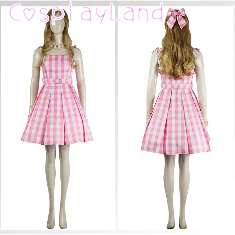 

2023 Fantasy Comedy Film Live Action Doll Cosplay Pink Dress With Accessories Cute Costume Halloween Carnival Party Dress