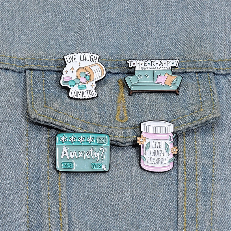 Treating Anxiety Enamel Pins Custom Stay Healthy Brooches Lapel Badges Clothes Funny Jewelry Gift for Friends