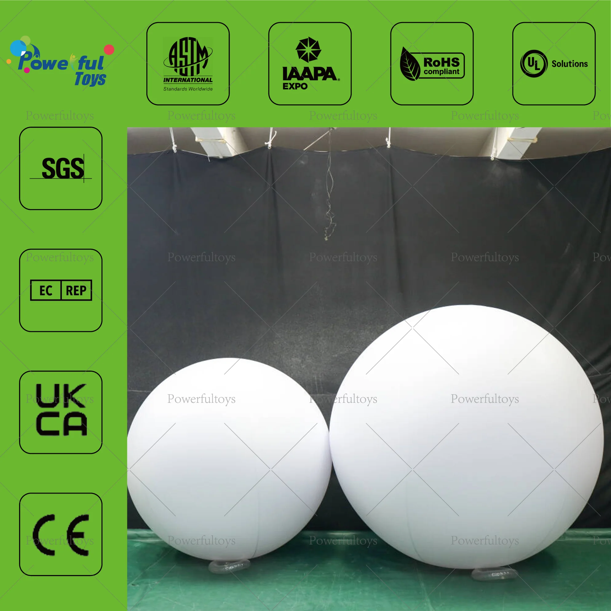 Inflatable PVC White Ball with LED Light Waterproof Material Party Decorations UV Printing Waterproof Digitally Printed