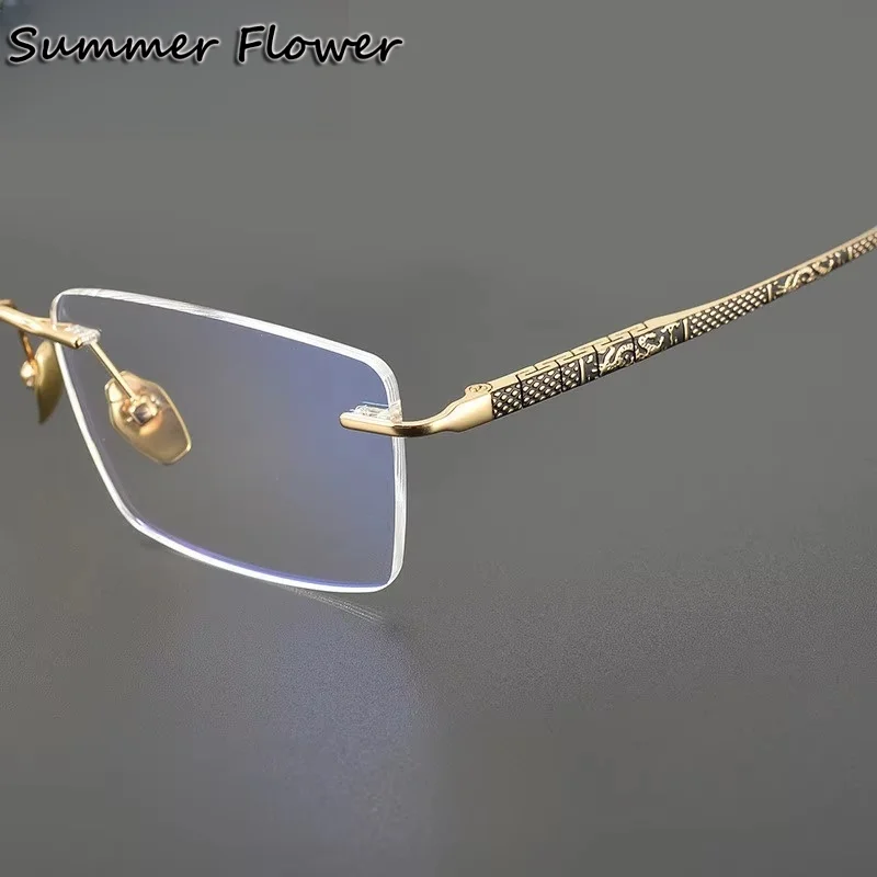 Man Gafas Optical Prescription Glasses Rimless Myopia Farsighted Blue Ray Block Personalize Recipe Graduate Lens