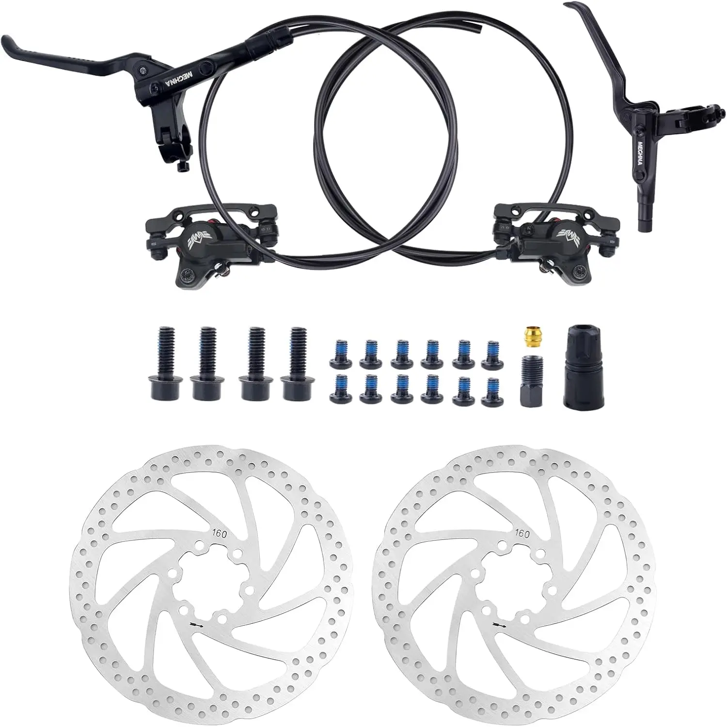 

ZUKKA MTB Hydraulic Brake Set Bike Disc Brakes Kit with Right Rear 1550 mm 160mm Rotors Aluminum Alloy Hydraulic Brake