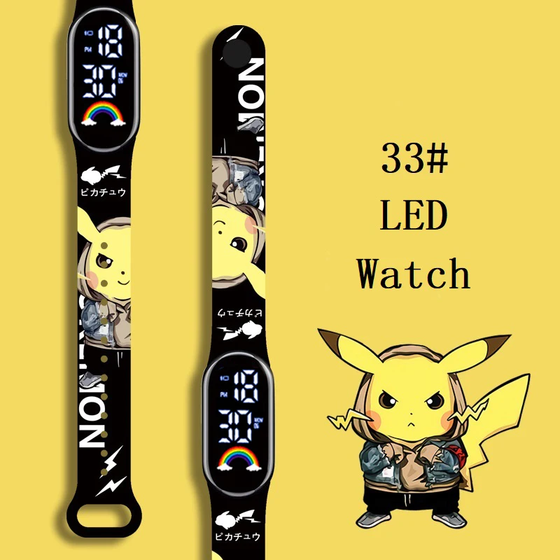 

Pokemon Strap LED Electronic Watch Fashion Colorful Bracelet Touch Waterproof Anime Character Pikachu Children's Birthday Watchs