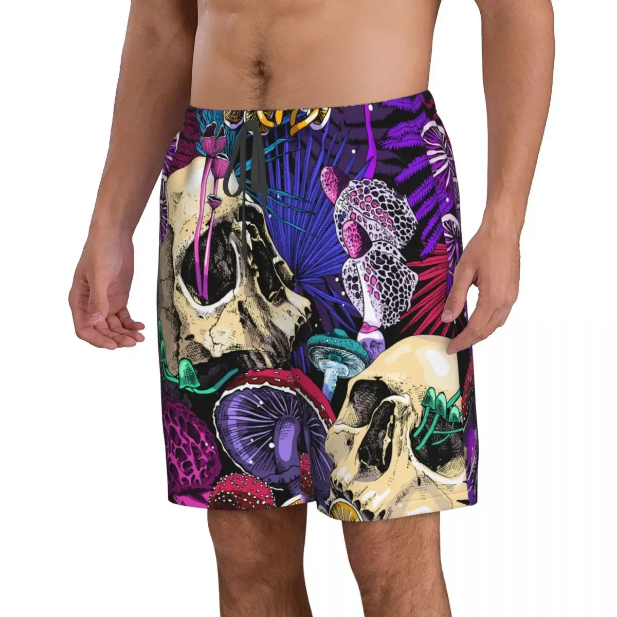 Zomer Heren Badmode Ademende Snelle Droge Trunks Psychedelische Paddestoelen En Schedels Strandshorts Voor Hardlooptraining Surfen