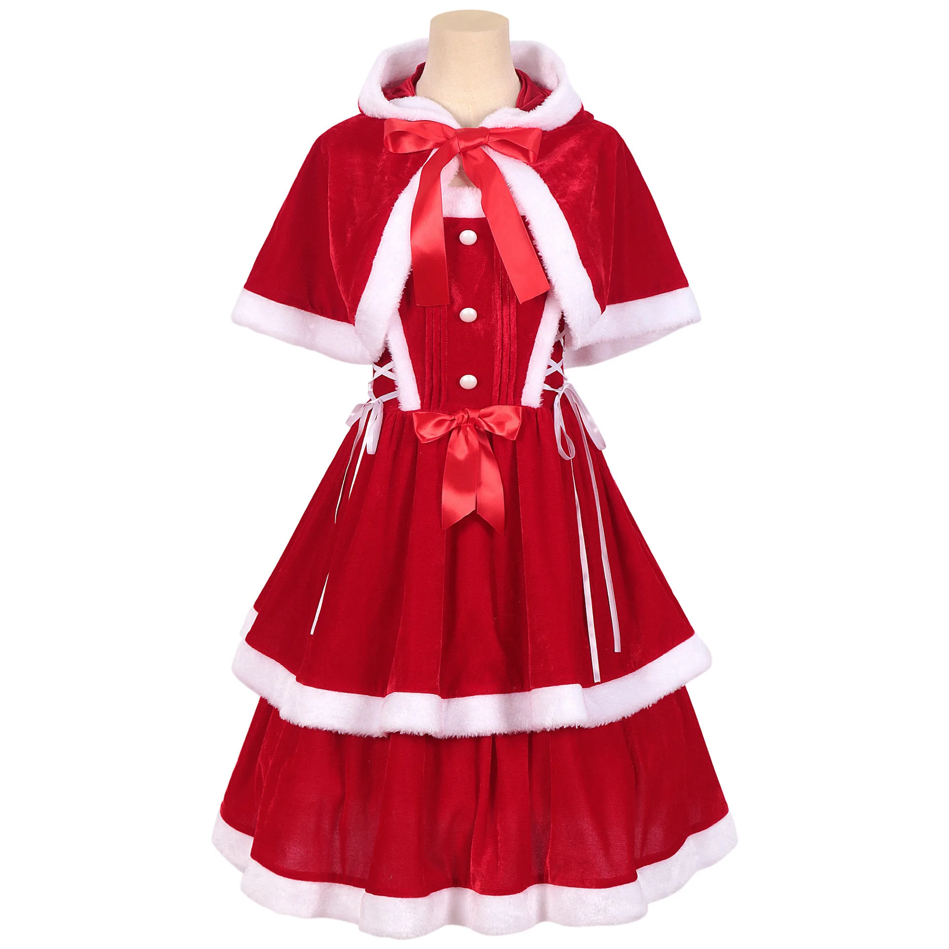 Feminino natal senhora papai noel cosplay traje lingerie sexy bonito vestido de veludo capa roupa empregada menina uniforme