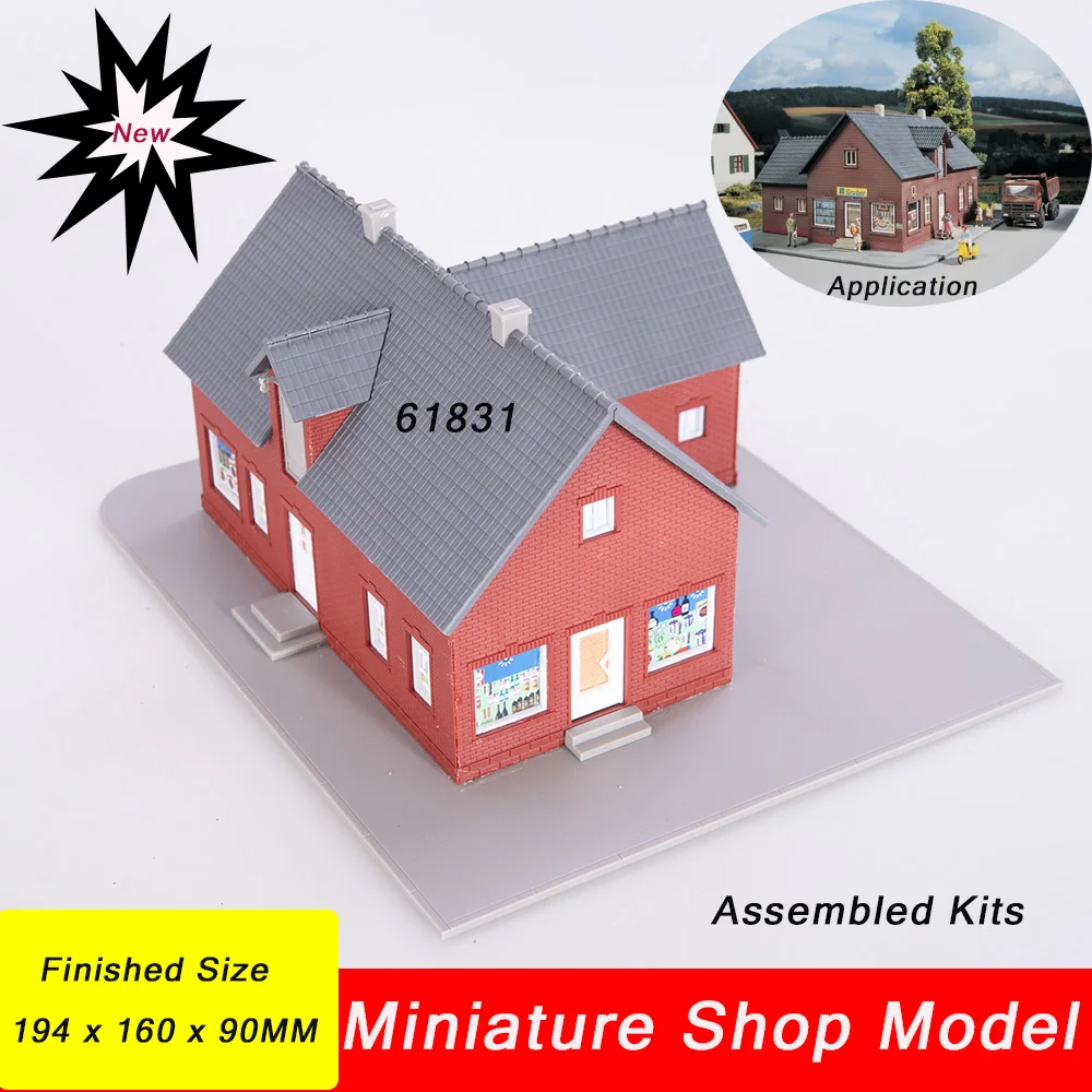 

HO Diy Model Making 1:87 Scale Miniature European Shop Assembled Model Toys For Railway Shopping Train Signal Landscape Layout