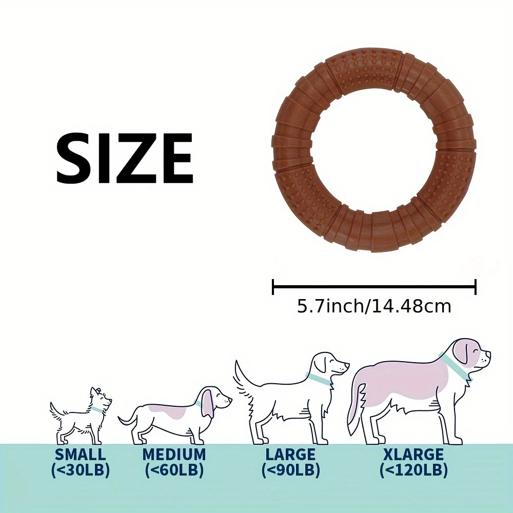 قطعة واحدة حصريًا للكلاب المتوسطة والكبيرة! لعبة مقاومة للمضغ على شكل حلقة، يمكن شغلها بزبدة الفول السوداني، وينظف الأسنان ويخفف الملل
