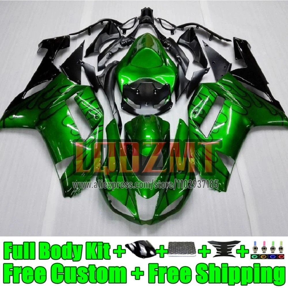 Injection Body For KAWASAKI NINJA ZX-6R ZX636 39No.18 ZX 636 6R 6 R ZX-636 green blk  ZX6R 2007 2008 600CC ZX600 07 08 Fairing