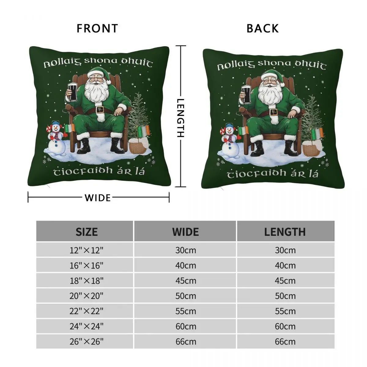 Tiocfaidh Ar La Nollaig Shona Dhuit Irish Square Pillowcase Polyester Linen Velvet Pattern Decor Pillow Case Home Cushion 45x45