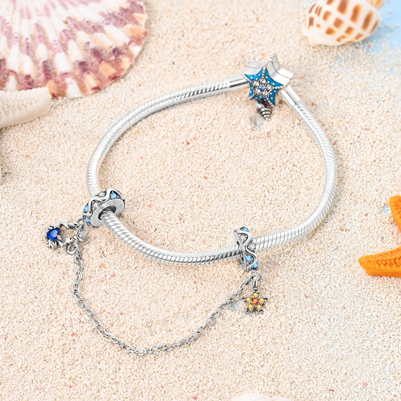 925 Sterling Silver Correntes De Segurança, Estrela, Lua, Sol, Beija-flor, Árvore De Natal, Rolha De Silicone, Fit DIY Pulseiras, Jóias De Aniversário