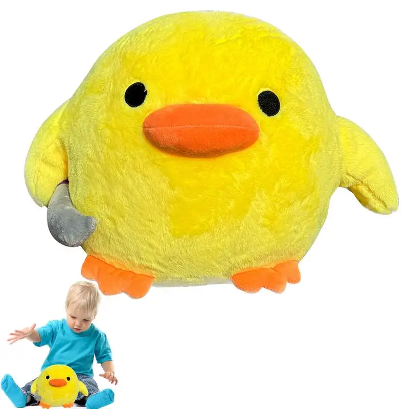 Stuffed Duck Plush Cute Duck With Knives Good Resilience Huggable Duck Plush Yellow Duck Plush Pillow For Sofa And Kids Room