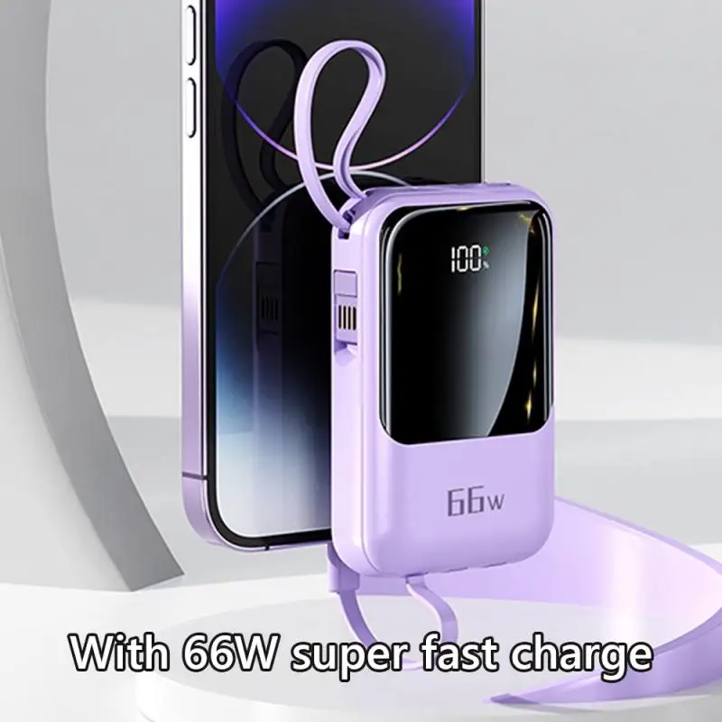 8000mAh Large Capacity Portable Power Bank With Built-in Fast Charging Cable Emergency Power Supply Emergency Supply