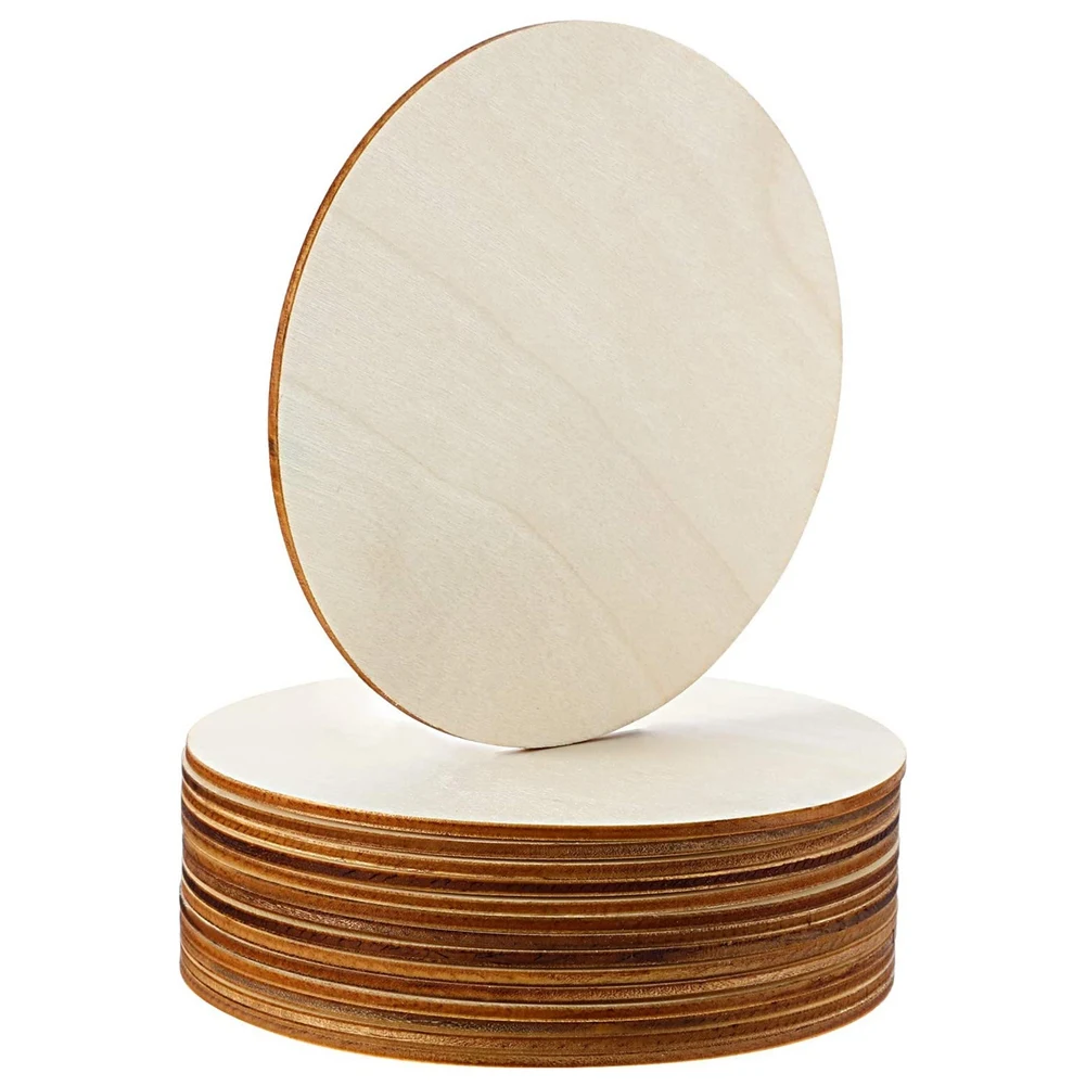 

5 Inch Unfinished Wood Circle Round Wood Pieces Blank Round Ornaments Wooden Cutouts for DIY Craft Project, Decoration