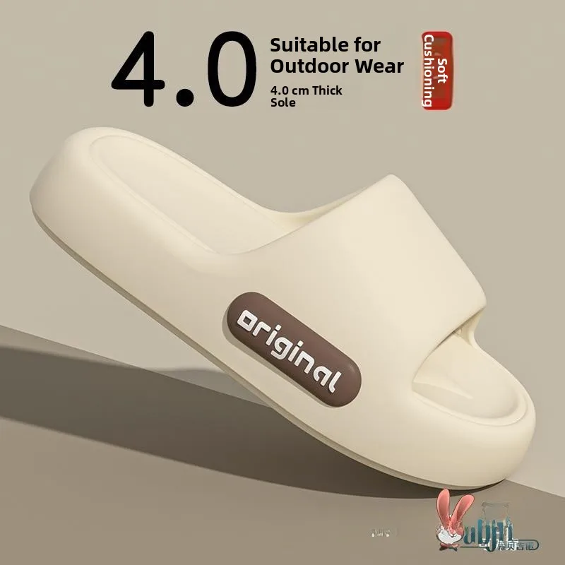 

Тапочки с толстой подошвой для дома и ванной, нескользящие, бесшумные, для пар, женские и мужские, летние, новинка 2025 года, из ЭВА, на плоской подошве