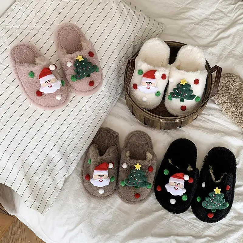

Kawaii Casual Shoe Fashion Childrens Shoe Santa Claus Cotton Slippers For Kids Boys Girls Winter Autumn 2025 New Home Indoor Non
