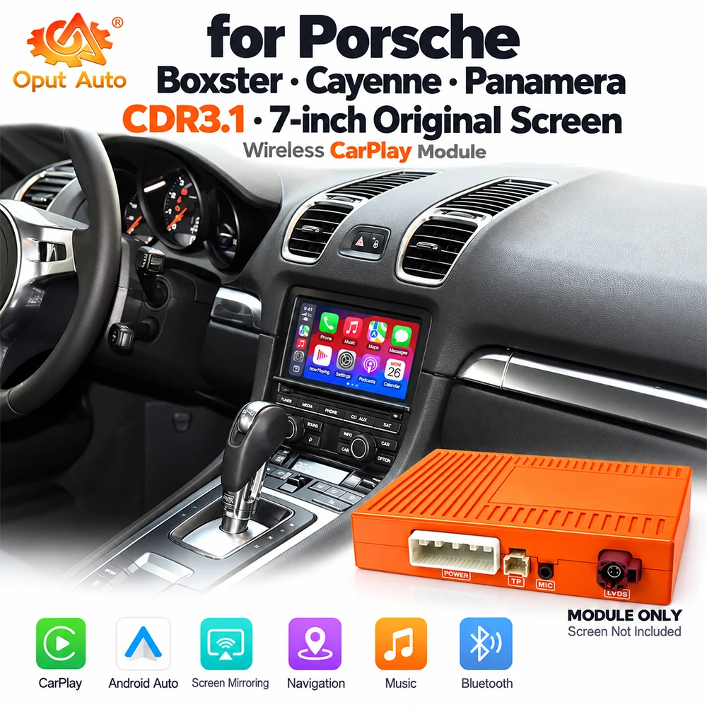 Wireless CarPlay Android Auto Module for Porsche CDR3.1 Boxster 2010-2015 Cayenne 2010-2016 Panamera 2010-2016 7inch OEM Screen